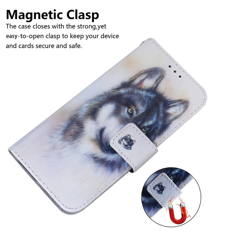 For OPPO A60 4G Coloured Drawing Flip Leather Phone Case(White Wolf) - OPPO Cases by PMC TechLife | Online Shopping South Africa | PMC TechLife | Buy Now Pay Later Mobicred