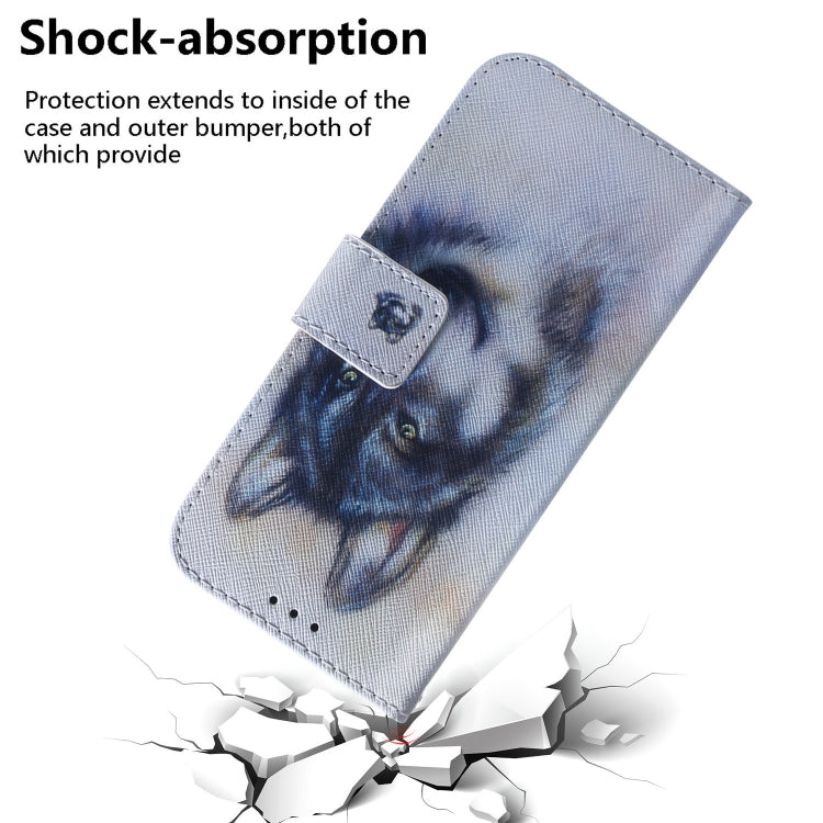 For OPPO A60 4G Coloured Drawing Flip Leather Phone Case(White Wolf) - OPPO Cases by PMC TechLife | Online Shopping South Africa | PMC TechLife | Buy Now Pay Later Mobicred