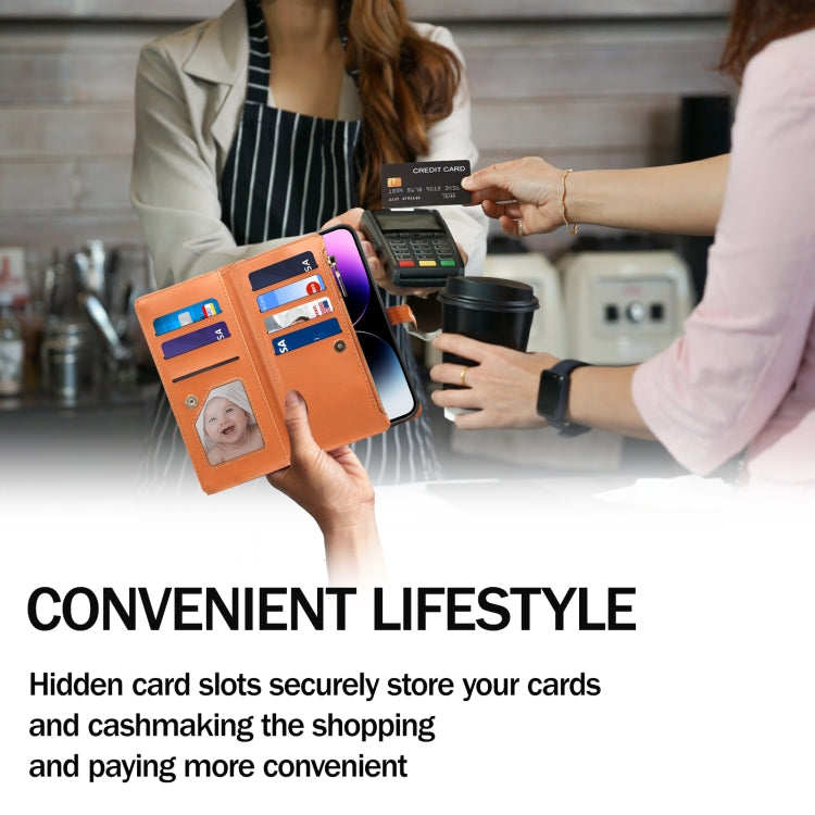 For iPhone 16 Plus ESEBLE Star Series Lanyard Zipper Wallet RFID Leather Case(Brown) - iPhone 16 Plus Cases by ESEBLE | Online Shopping South Africa | PMC TechLife | Buy Now Pay Later Mobicred
