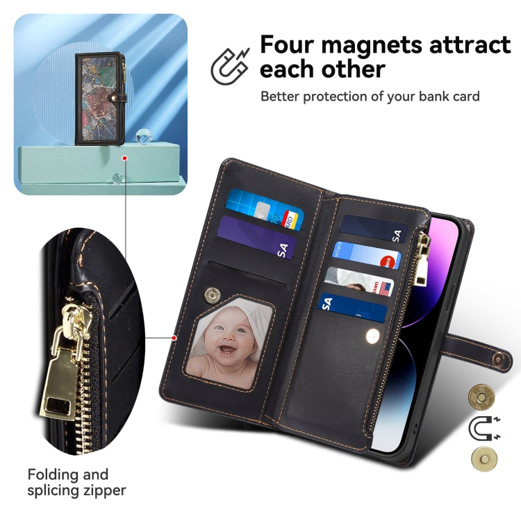 For iPhone 16 Plus ESEBLE Star Series Lanyard Zipper Wallet RFID Leather Case(Black) - iPhone 16 Plus Cases by ESEBLE | Online Shopping South Africa | PMC TechLife | Buy Now Pay Later Mobicred