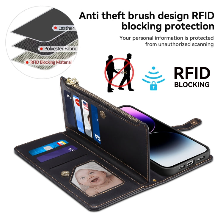 For iPhone 16 Plus ESEBLE Star Series Lanyard Zipper Wallet RFID Leather Case(Black) - iPhone 16 Plus Cases by ESEBLE | Online Shopping South Africa | PMC TechLife | Buy Now Pay Later Mobicred