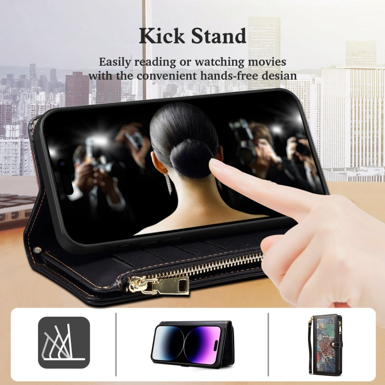 For iPhone 16 Plus ESEBLE Star Series Lanyard Zipper Wallet RFID Leather Case(Black) - iPhone 16 Plus Cases by ESEBLE | Online Shopping South Africa | PMC TechLife | Buy Now Pay Later Mobicred