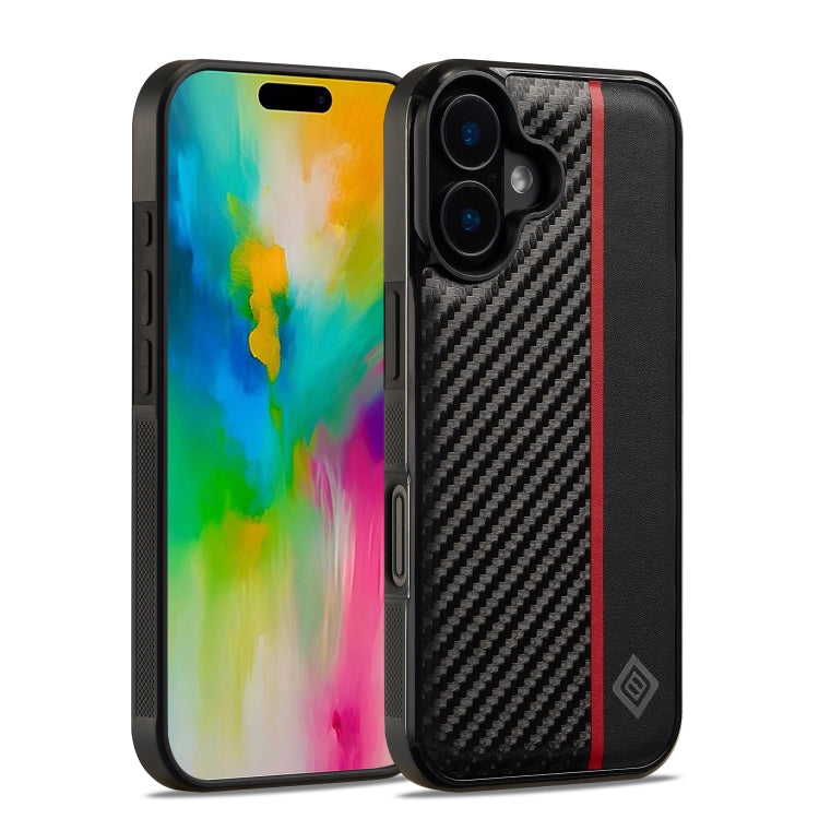 For iPhone 16 Plus LC.IMEEKE 3 in 1 Carbon Fiber Texture Shockproof Phone Case(Black) - iPhone 16 Plus Cases by LC.IMEEKE | Online Shopping South Africa | PMC Jewellery | Buy Now Pay Later Mobicred