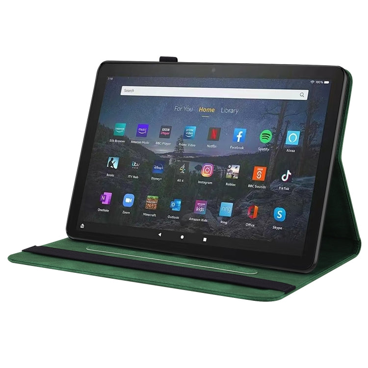 For Amazon Fire Max 11 Butterfly Flower Embossed Leather Tablet Case(Green) - Amazon by PMC TechLife | Online Shopping South Africa | PMC TechLife | Buy Now Pay Later Mobicred