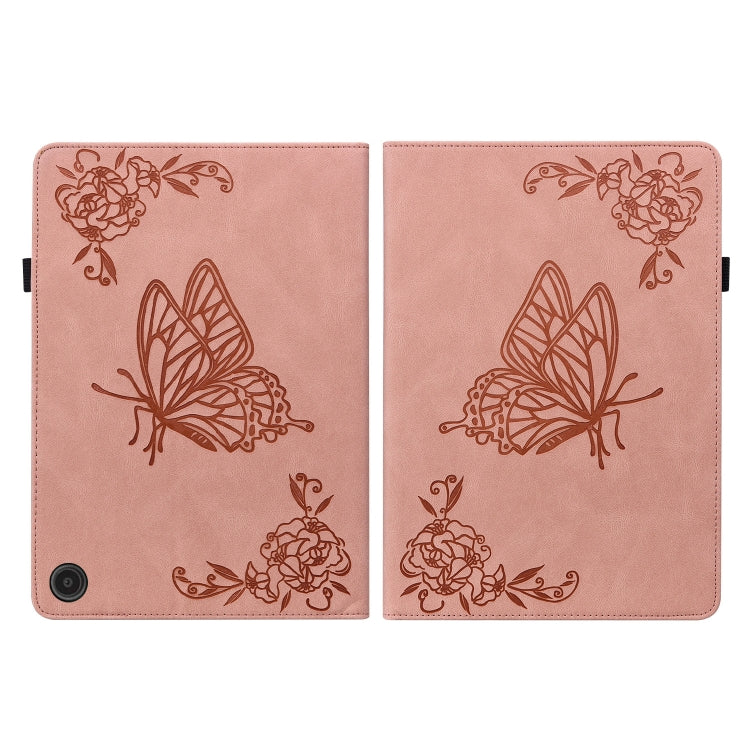 For Amazon Fire Max 11 Butterfly Flower Embossed Leather Tablet Case(Rose Gold) - Amazon by PMC TechLife | Online Shopping South Africa | PMC TechLife | Buy Now Pay Later Mobicred