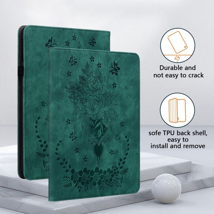 For Amazon Kindle Paperwhite 5 2023 2024 Butterfly Rose Embossed Leather Tablet Case(Green) - Amazon by PMC Jewellery | Online Shopping South Africa | PMC Jewellery | Buy Now Pay Later Mobicred