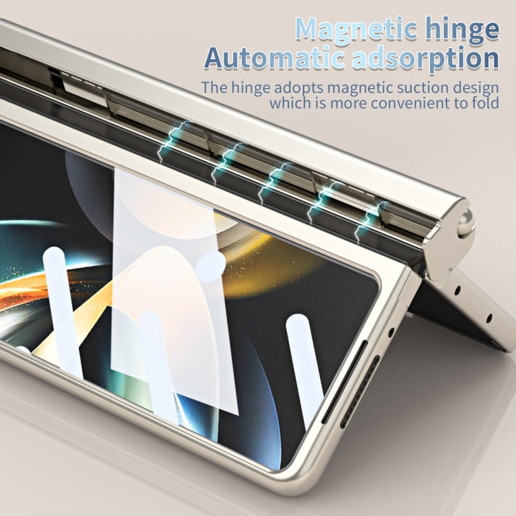 For Samsung Galaxy Z Fold5 Electroplating Corrugated Hinge Folding Phone Case with Pen Slot(Gold) - Galaxy Z Fold5 Cases by PMC TechLife | Online Shopping South Africa | PMC TechLife