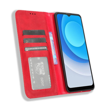 For Blackview A53 / A53 Pro Magnetic Buckle Retro Texture Leather Phone Case(Red) - More Brand by PMC Jewellery | Online Shopping South Africa | PMC Jewellery