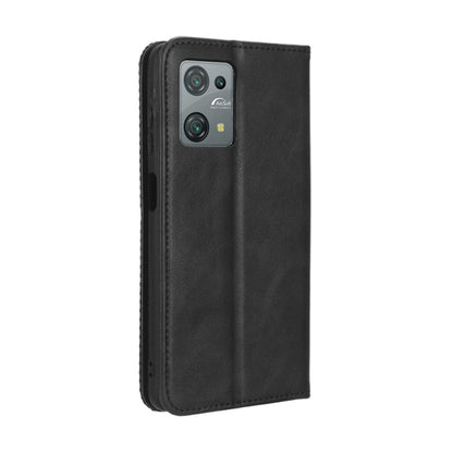 For Blackview Oscal C30 / C30 Pro Magnetic Buckle Retro Texture Leather Phone Case(Black) - More Brand by PMC Jewellery | Online Shopping South Africa | PMC Jewellery