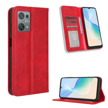 For Blackview Oscal C30 / C30 Pro Magnetic Buckle Retro Texture Leather Phone Case(Red) - More Brand by PMC Jewellery | Online Shopping South Africa | PMC Jewellery