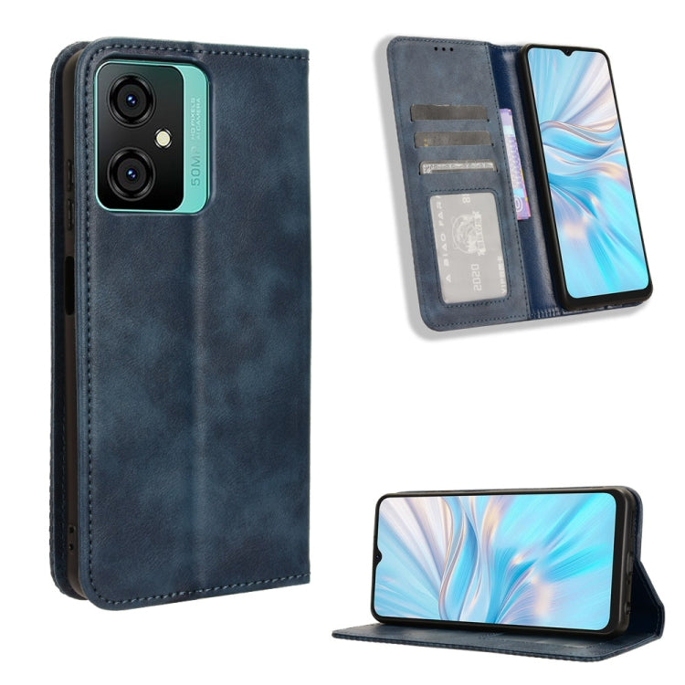 For Blackview Oscal C70 Magnetic Buckle Retro Texture Leather Phone Case(Blue) - More Brand by PMC Jewellery | Online Shopping South Africa | PMC Jewellery