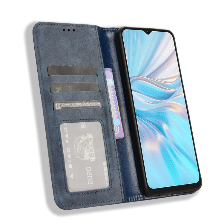 For Blackview Oscal C70 Magnetic Buckle Retro Texture Leather Phone Case(Blue) - More Brand by PMC Jewellery | Online Shopping South Africa | PMC Jewellery