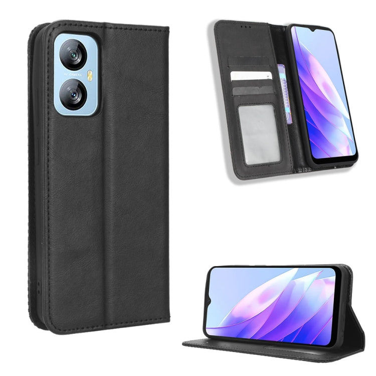 For Blackview A52 / A52 Pro Magnetic Buckle Retro Texture Leather Phone Case(Black) - More Brand by PMC Jewellery | Online Shopping South Africa | PMC Jewellery