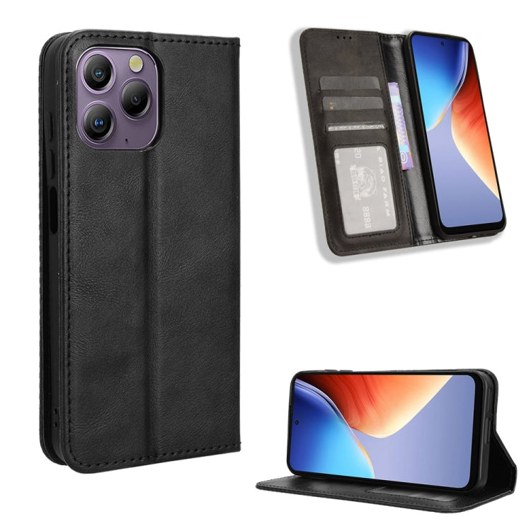 For Blackview A96 Magnetic Buckle Retro Texture Leather Phone Case(Black) - More Brand by PMC Jewellery | Online Shopping South Africa | PMC Jewellery