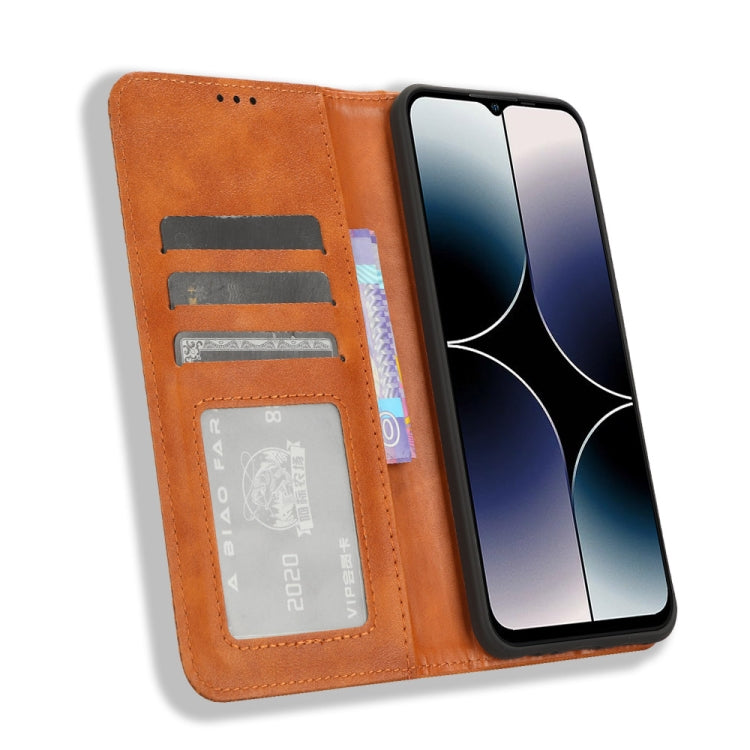 For Ulefone Note 16 Pro Magnetic Buckle Retro Texture Leather Phone Case(Brown) - free shipping - PMC Jewellery - Order now!