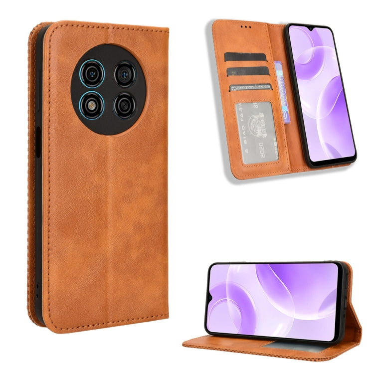 For Ulefone Note 15 Magnetic Buckle Retro Texture Leather Phone Case(Brown) - Ulefone Cases by PMC Jewellery | Online Shopping South Africa | PMC Jewellery | Buy Now Pay Later Mobicred