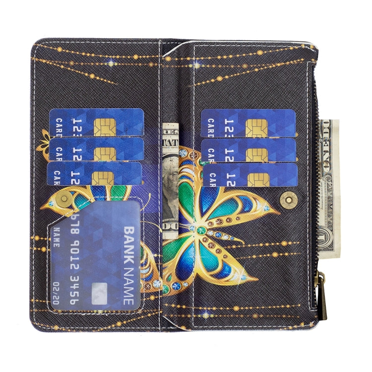 For Samsung Galaxy A55 Colored Drawing Pattern Zipper Leather Phone Case(Big Butterfly) - Galaxy Phone Cases by PMC TechLife | Online Shopping South Africa | PMC TechLife
