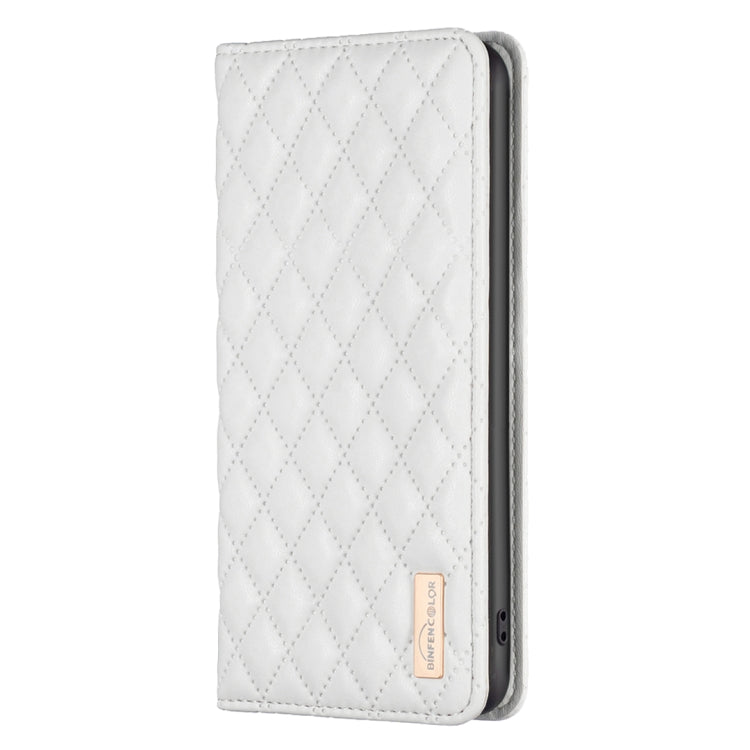 For Samsung Galaxy S24 Ultra 5G Diamond Lattice Magnetic Leather Flip Phone Case(White) - Galaxy S24 Ultra 5G Cases by PMC Jewellery | Online Shopping South Africa | PMC Jewellery