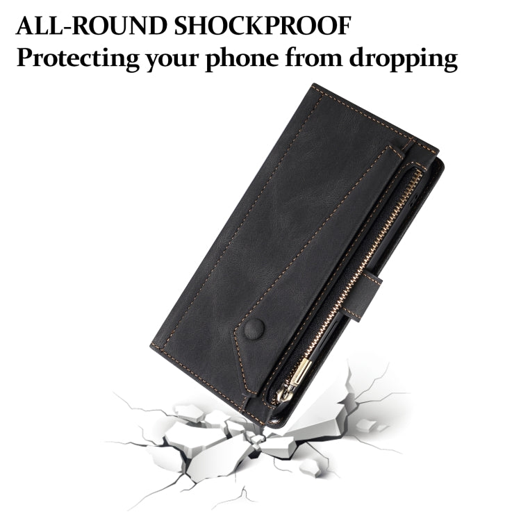 For iPhone 16 Plus ESEBLE Retro Frosted RFID Flip Leather Phone Case(Black) - free shipping - PMC TechLife - Order now!