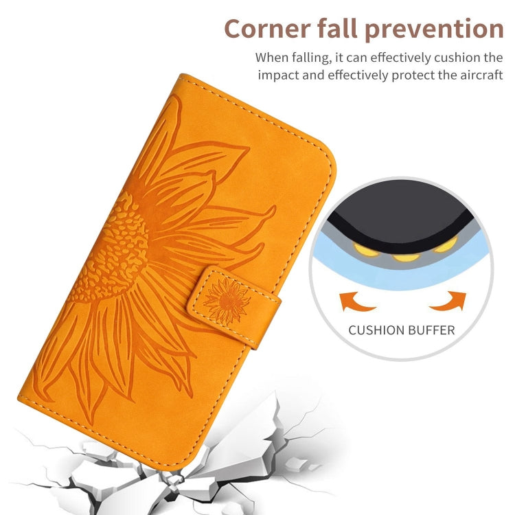 For Google Pixel 9 Pro Skin Feel Sun Flower Embossed Flip Leather Phone Case with Lanyard(Yellow) - Google Cases by PMC TechLife | Online Shopping South Africa | PMC TechLife | Buy Now Pay Later Mobicred