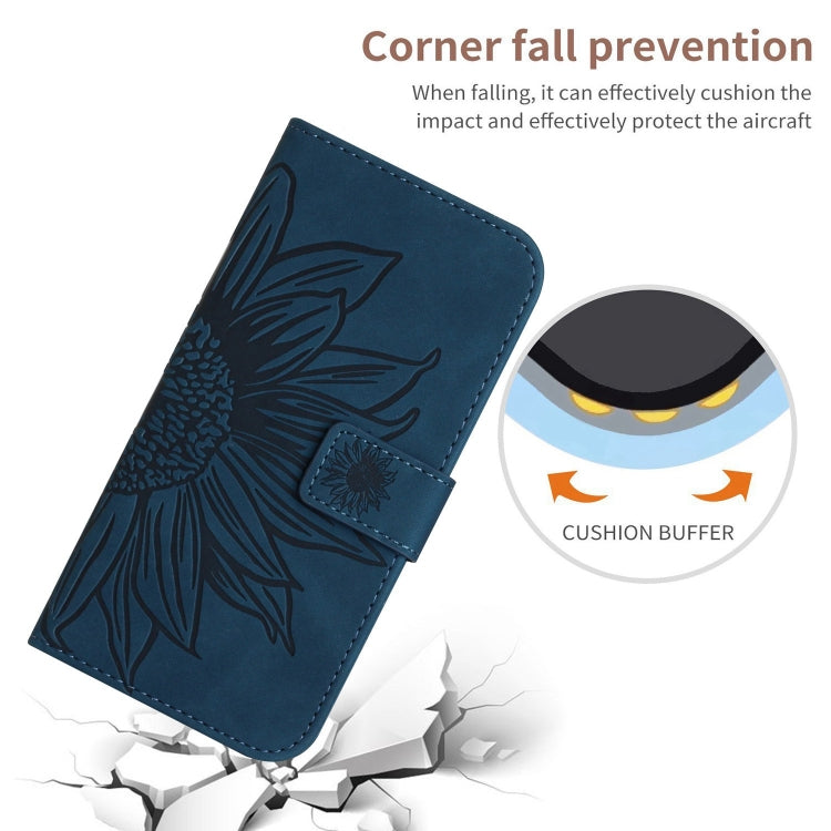 For Google Pixel 9 Skin Feel Sun Flower Embossed Flip Leather Phone Case with Lanyard(Inky Blue) - Google Cases by PMC TechLife | Online Shopping South Africa | PMC TechLife | Buy Now Pay Later Mobicred