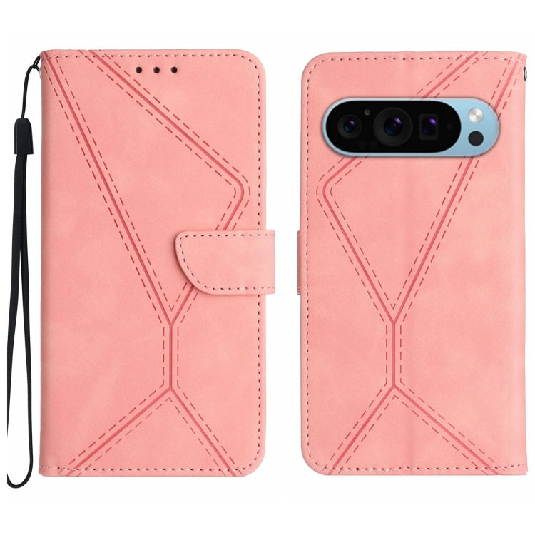 For Google Pixel 9 Stitching Embossed Leather Phone Case(Pink) - Google Cases by PMC TechLife | Online Shopping South Africa | PMC TechLife | Buy Now Pay Later Mobicred