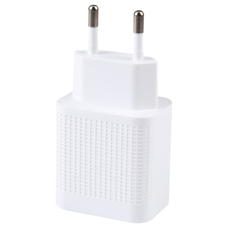 LZ-106PD 25W USB-C / Type-C Ports Plaid Pattern Travel Charger, EU Plug(White) - USB Charger by PMC Jewellery | Online Shopping South Africa | PMC Jewellery | Buy Now Pay Later Mobicred