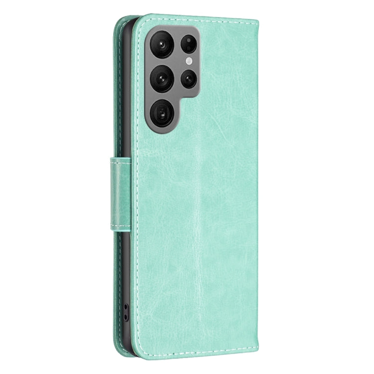 For Samsung Galaxy S24 Ultra 5G Embossing Two Butterflies Pattern Leather Phone Case(Green) - Galaxy S24 Ultra 5G Cases by PMC TechLife | Online Shopping South Africa | PMC TechLife