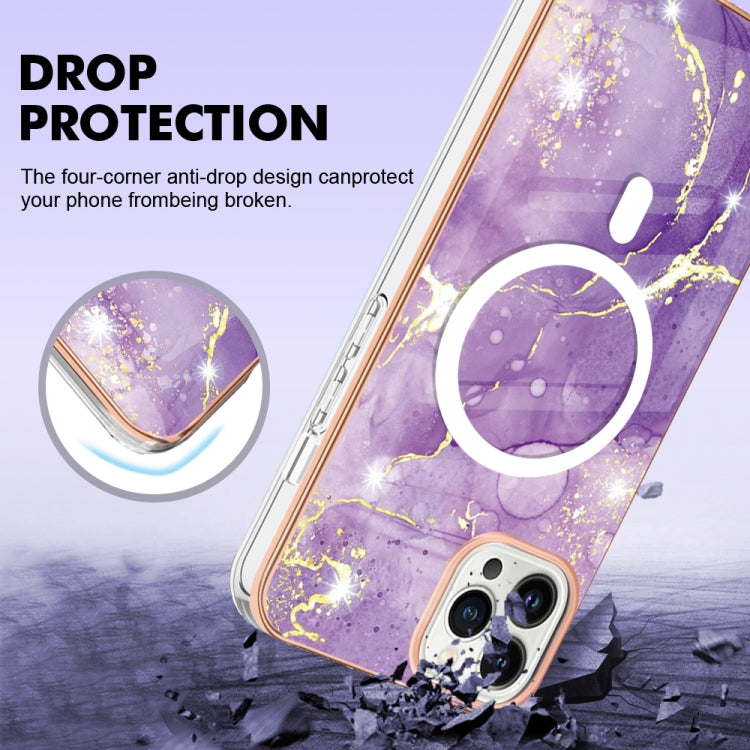 For iPhone 13 Pro Marble Pattern Dual-side IMD Magsafe TPU Phone Case(Purple 002) - iPhone 13 Pro Cases by PMC Jewellery | Online Shopping South Africa | PMC Jewellery