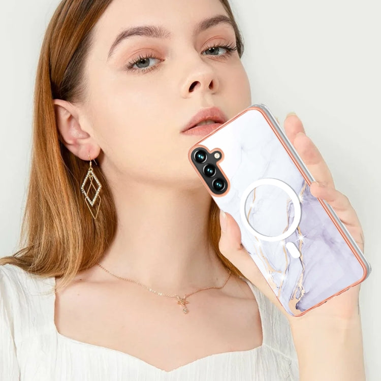 For Samsung Galaxy A54 5G Marble Pattern Dual-side IMD Magsafe TPU Phone Case(White 006) - Galaxy Phone Cases by PMC TechLife | Online Shopping South Africa | PMC TechLife