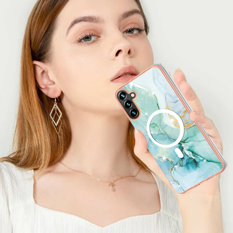 For Samsung Galaxy A54 5G Marble Pattern Dual-side IMD Magsafe TPU Phone Case(Green 003) - Galaxy Phone Cases by PMC TechLife | Online Shopping South Africa | PMC TechLife