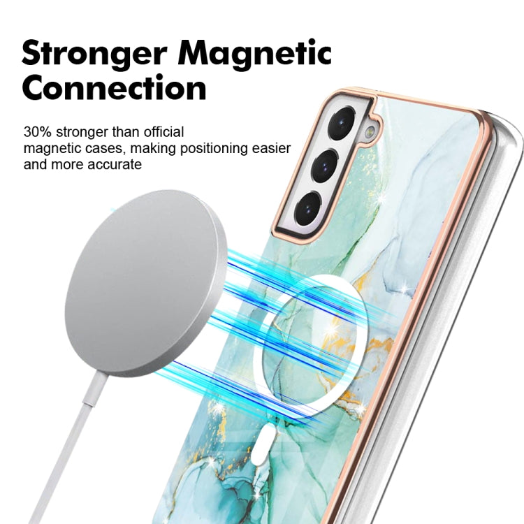 For Samsung Galaxy S21 FE 5G Marble Pattern Dual-side IMD Magsafe TPU Phone Case(Green 003) - Galaxy Phone Cases by PMC TechLife | Online Shopping South Africa | PMC TechLife