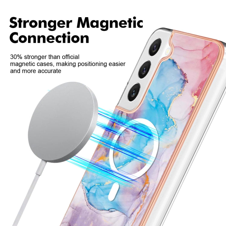 For Samsung Galaxy S22 5G Marble Pattern Dual-side IMD Magsafe TPU Phone Case(Blue Marble) - Galaxy S22 5G Cases by PMC TechLife | Online Shopping South Africa | PMC TechLife