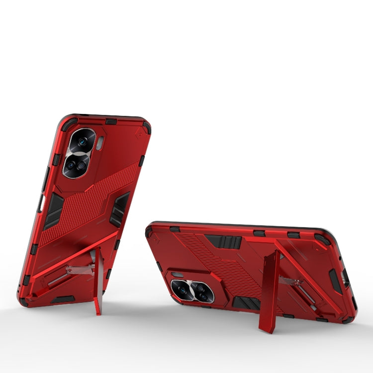 For Honor 90 Lite 5G Global Punk Armor 2 in 1 PC + TPU Phone Case with Holder(Red) - Honor Cases by PMC Jewellery | Online Shopping South Africa | PMC Jewellery | Buy Now Pay Later Mobicred