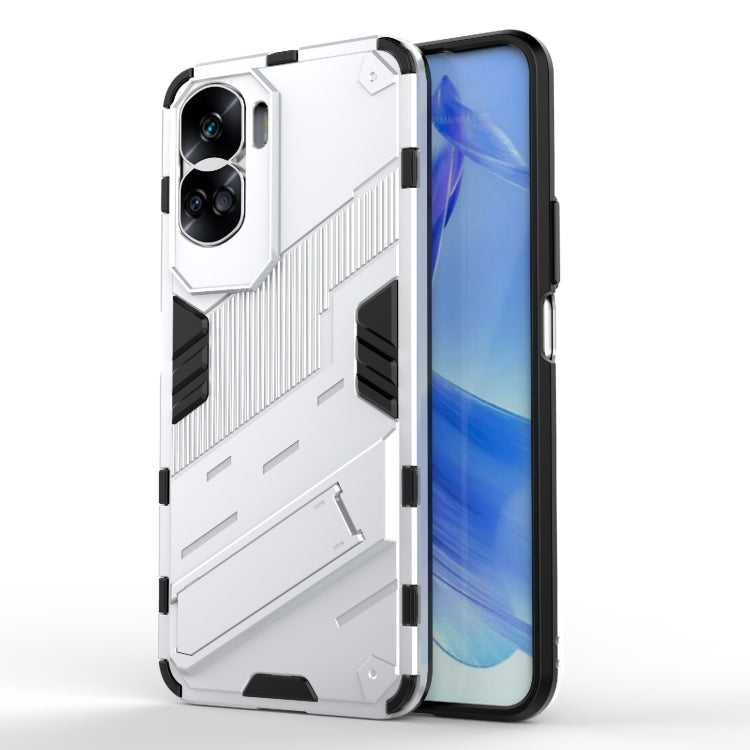 For Honor 90 Lite 5G Global Punk Armor 2 in 1 PC + TPU Phone Case with Holder(White) - Honor Cases by PMC Jewellery | Online Shopping South Africa | PMC Jewellery | Buy Now Pay Later Mobicred