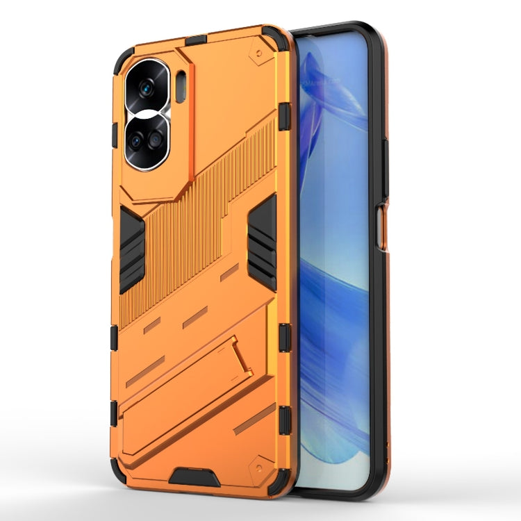 For Honor 90 Lite 5G Global Punk Armor 2 in 1 PC + TPU Phone Case with Holder(Orange) - Honor Cases by PMC Jewellery | Online Shopping South Africa | PMC Jewellery | Buy Now Pay Later Mobicred