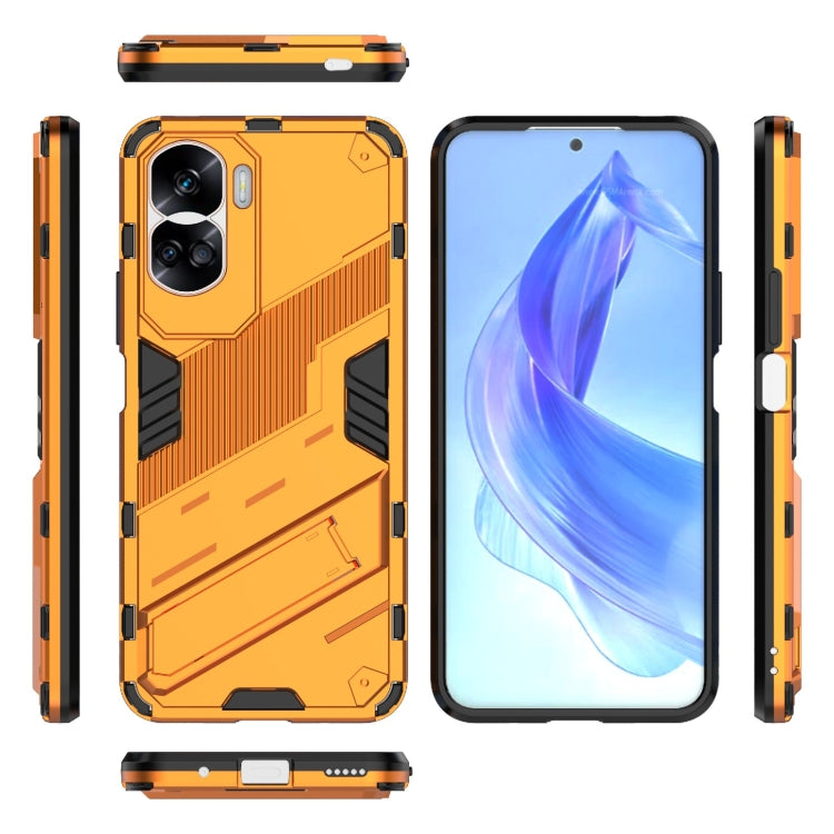 For Honor 90 Lite 5G Global Punk Armor 2 in 1 PC + TPU Phone Case with Holder(Orange) - Honor Cases by PMC Jewellery | Online Shopping South Africa | PMC Jewellery | Buy Now Pay Later Mobicred