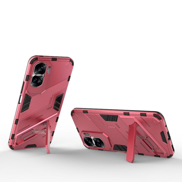 For Honor 90 Lite 5G Global Punk Armor 2 in 1 PC + TPU Phone Case with Holder(Light Red) - Honor Cases by PMC Jewellery | Online Shopping South Africa | PMC Jewellery | Buy Now Pay Later Mobicred