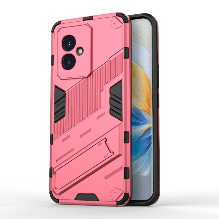 For Honor 100 5G Punk Armor 2 in 1 PC + TPU Phone Case with Holder(Light Red) - Honor Cases by PMC Jewellery | Online Shopping South Africa | PMC Jewellery | Buy Now Pay Later Mobicred