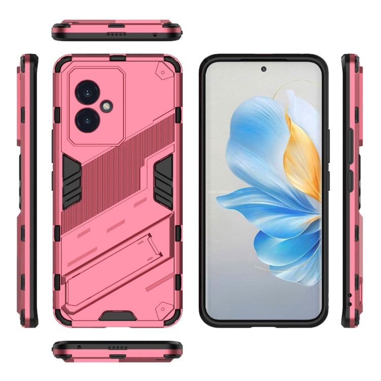 For Honor 100 5G Punk Armor 2 in 1 PC + TPU Phone Case with Holder(Light Red) - Honor Cases by PMC Jewellery | Online Shopping South Africa | PMC Jewellery | Buy Now Pay Later Mobicred