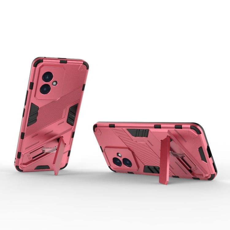 For Honor 100 5G Punk Armor 2 in 1 PC + TPU Phone Case with Holder(Light Red) - Honor Cases by PMC Jewellery | Online Shopping South Africa | PMC Jewellery | Buy Now Pay Later Mobicred