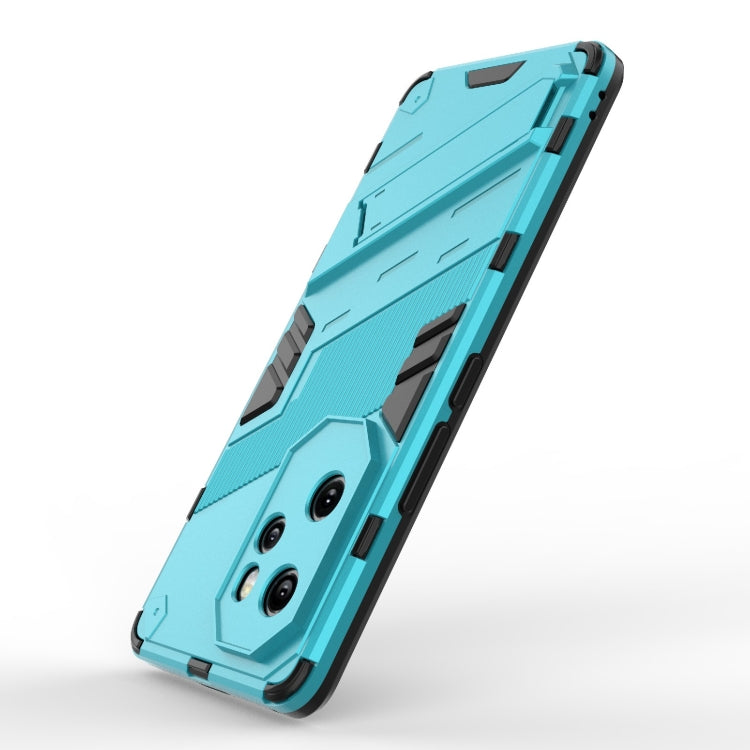 For Honor 100 Pro 5G Punk Armor 2 in 1 PC + TPU Phone Case with Holder(Blue) - Honor Cases by PMC Jewellery | Online Shopping South Africa | PMC Jewellery | Buy Now Pay Later Mobicred