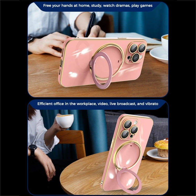 For iPhone XR Multifunction Electroplating MagSafe Holder Phone Case(Dark Purple) - More iPhone Cases by PMC TechLife | Online Shopping South Africa | PMC TechLife