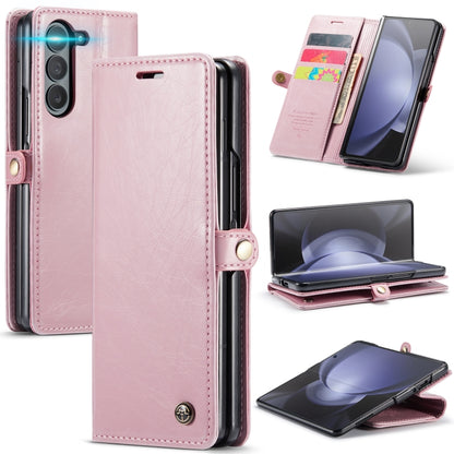 For Samsung Galaxy Z Fold5 CaseMe-003 PU + PC Business Style Crazy Horse Texture Leather Phone Case(Pink) - Galaxy Z Fold5 Cases by CaseMe | Online Shopping South Africa | PMC Jewellery | Buy Now Pay Later Mobicred