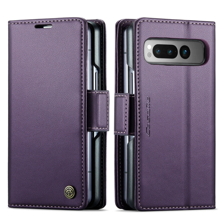 For Google Pixel Fold CaseMe 023 Butterfly Buckle Litchi Texture RFID Anti-theft Leather Phone Case(Pearly Purple) - Google Cases by CaseMe | Online Shopping South Africa | PMC Jewellery | Buy Now Pay Later Mobicred