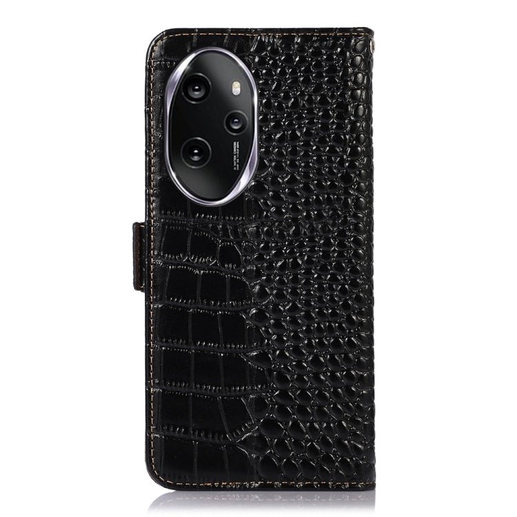 For Honor 100 Pro Crocodile Top Layer Cowhide Leather Phone Case(Black) - Honor Cases by PMC TechLife | Online Shopping South Africa | PMC TechLife | Buy Now Pay Later Mobicred