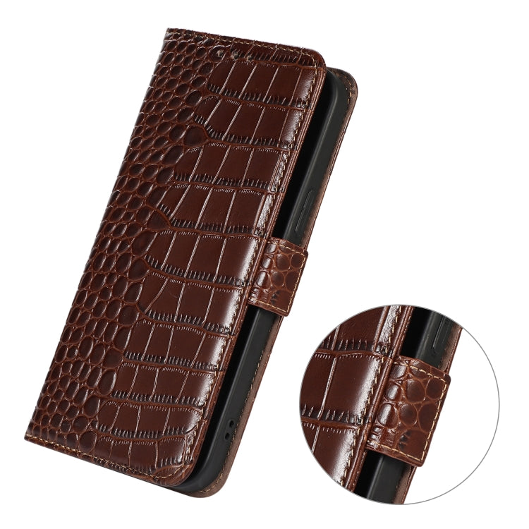For Honor 100 Pro Crocodile Top Layer Cowhide Leather Phone Case(Brown) - Honor Cases by PMC TechLife | Online Shopping South Africa | PMC TechLife | Buy Now Pay Later Mobicred