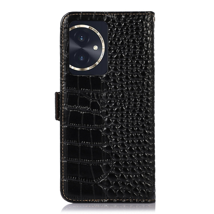 For Honor 100 Crocodile Top Layer Cowhide Leather Phone Case(Black) - Honor Cases by PMC TechLife | Online Shopping South Africa | PMC TechLife | Buy Now Pay Later Mobicred