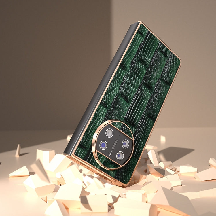 For Huawei Mate X3 Nano Plating Genuine Leather Mahjong Texture Phone Case(Green) - free shipping - PMC TechLife - Order now!