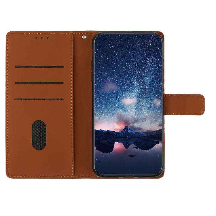 For iPhone 16e Diamond Embossed Skin Feel Leather Phone Case(Brown) - iPhone 16e Cases by PMC TechLife | Online Shopping South Africa | PMC TechLife | Buy Now Pay Later Mobicred